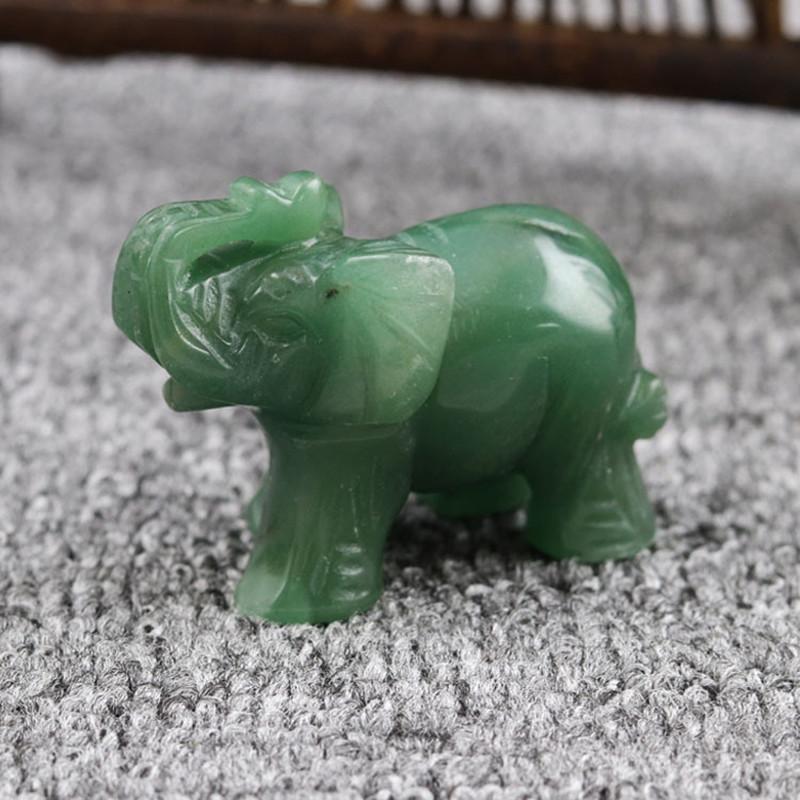 Carved Elephant Hand Natural Gemstone Jasper Turquoise Malachite Crystal Quartz