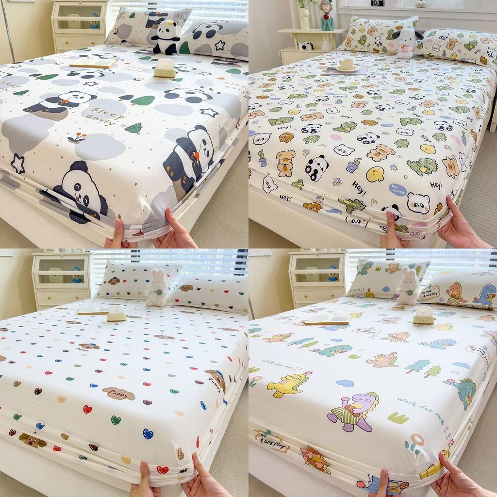 Dinosaur Dog Flower Bear Print Bedspread Set Cartoon Mattress Cover Protective