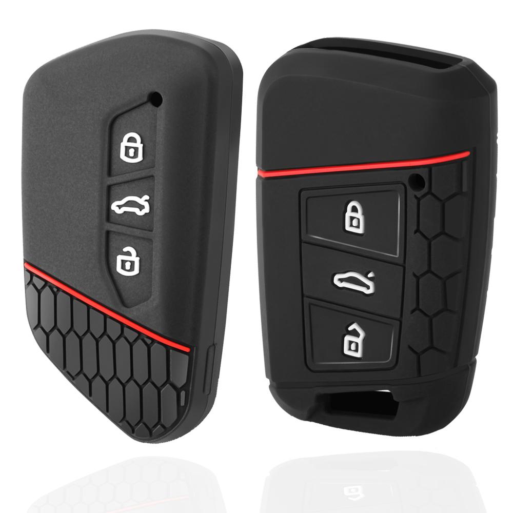Auto Key Fob Cover Full Case Housing Fit For Vw Volkseagen Golf 8 Mk8 Id.3 Id.4 Cupra Skoda Octavia Seat Leon Mk4 - Automotive Key Fob Chain