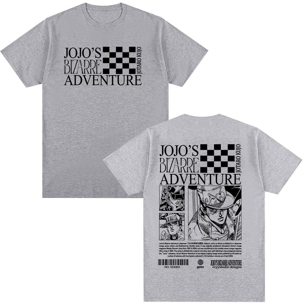 

Anime Jojo Bizarre Adventure Jotaro Kujo Unisexga T Shirts Unisexs Women Summer Cotton Short Sleeves Oversized Tshirts Streetwear 4XL