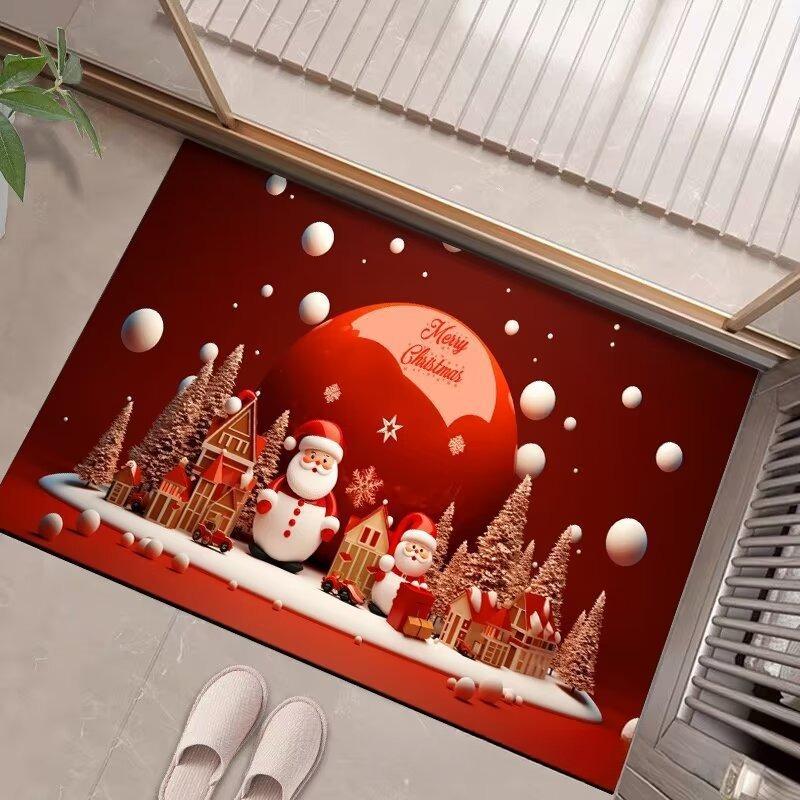 Merry Christmas Snowman Red Carpet Party Festival Living Room Sofa Bedroom Bedside Study Entrance Door Rug Non-slip Decor Mat