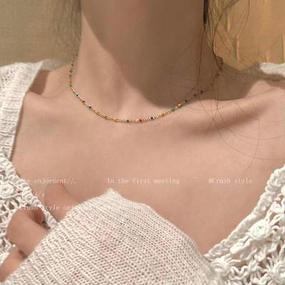 Collana di perline a goccia di petrolio "Tide": 2025 Design di nicchia coreano, catena per clavicola da donna colorata e accessorio impilabile"