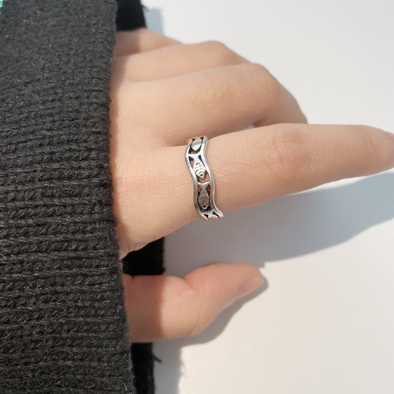 Vintage copper Color Fish Couple Rings for Women Lover Fashion Creative Adjustable Opening Finger Ring Zircon Valentines Day