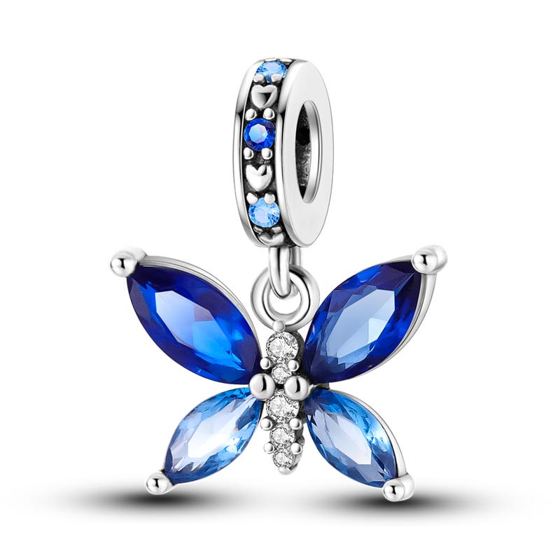 Fashion 925 Copper Fantasy Colorful Butterfly Series Pendent Beads Charms Fit 4MM Hole Diameter Bracelet Zircon Diy Making