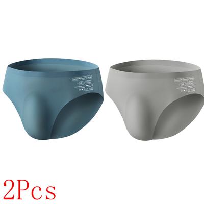 2 יחידות תחתונים חלקים לגברים מקרח משי דקים במיוחד סקסיים מנדפי זיעה תחתונים לגברים נושמים