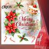 Reusable Festive Decor Watercolor Christmas Static Sticker, Santa Claus/Deer/Christmas Tree/Cake Pattern Print, DIY Window Decorations Thickened