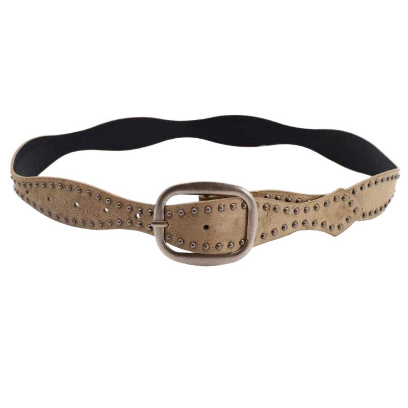 Retro Double-row Rivet Belt Women's Wide Waist Seal Decorative Belt