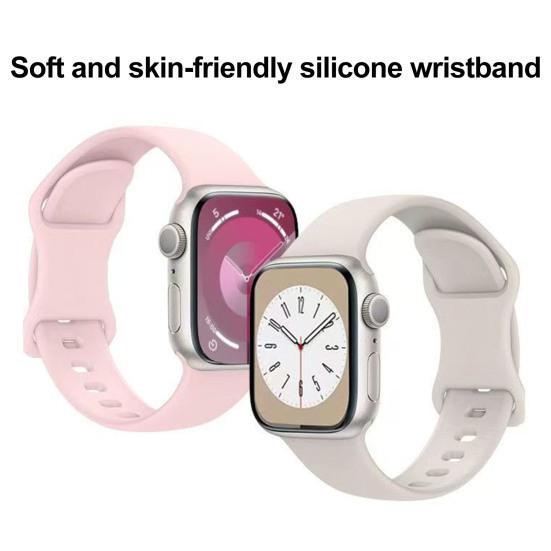 Silicone Watch Band Waterproof Sweat-Proof Replacement Band Soft Solid Color Watch Strap for Apple Watch Series Ultra 2