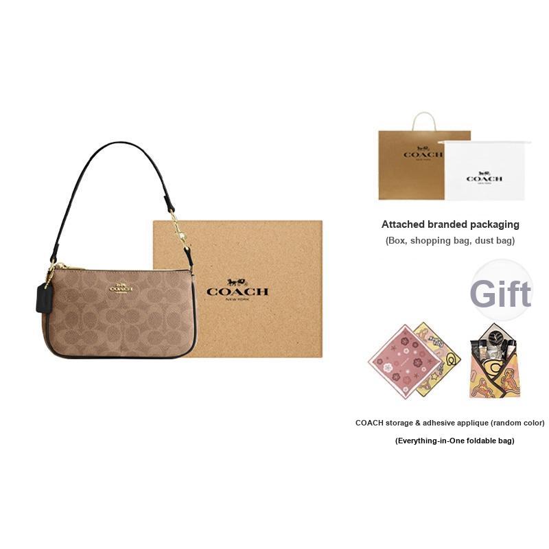 Coach Nolita 19 Logo Zip Closure Coated Canvas Handbag Women Handbags Brown Black CW426-IMQRX