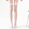 Women Transparent Silky Over Knee Socks Solid Color Sheer Thigh High Stockings