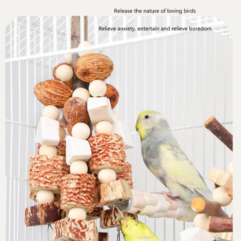 Pet Bird Chew Toy Natural Corncob Wood Beads for Cockatiel Conure Cockatoos Teeth Grinding Perfect for Cage Bird