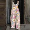 Women's Romper Print Casual Loose Cotton Linen Overalls