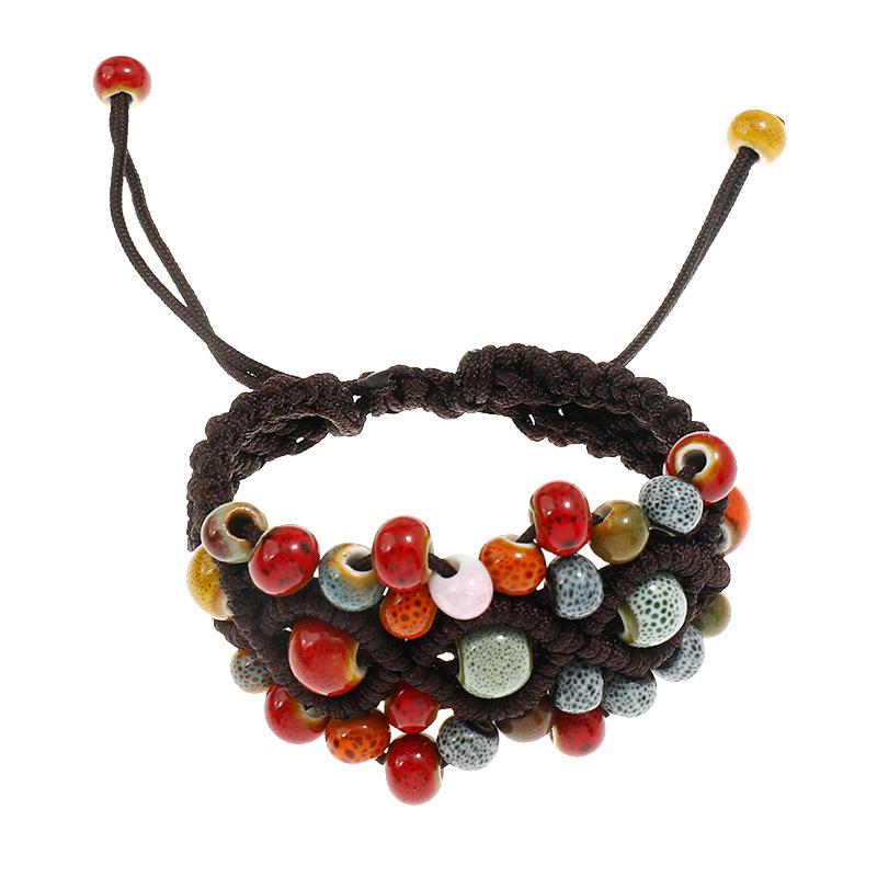Hand-woven retro ceramic bracelet women's versatile simple temperament literary hand rope with jewelry