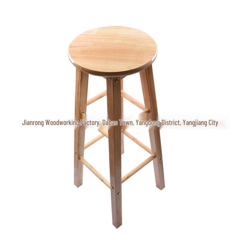 Creative European Solid Wood High Bar Stool, Simple Milk Tea Shop Chair