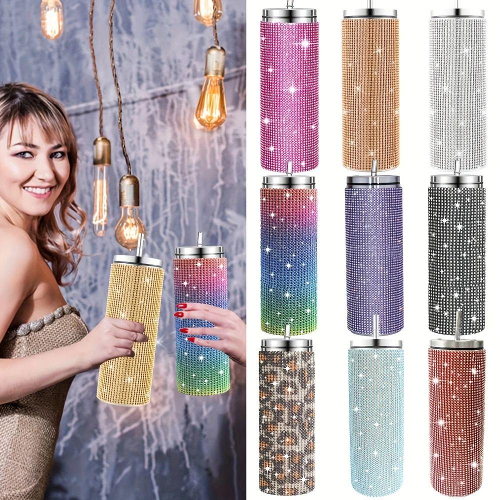 600ml Strass Thermosflaschen Bling Vakuumflaschen Trinkgeschirr Gerader Becher Outdoor-Aktivitäten