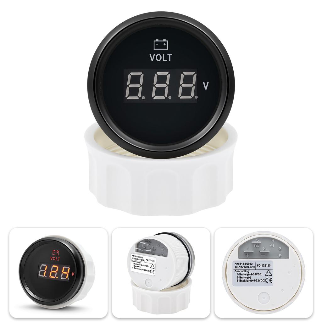 52mm Voltmeter Universal Electrical Car Truck 8-16V 18-32V 9-32V with Red Backlight 12V 24V for Car Boat