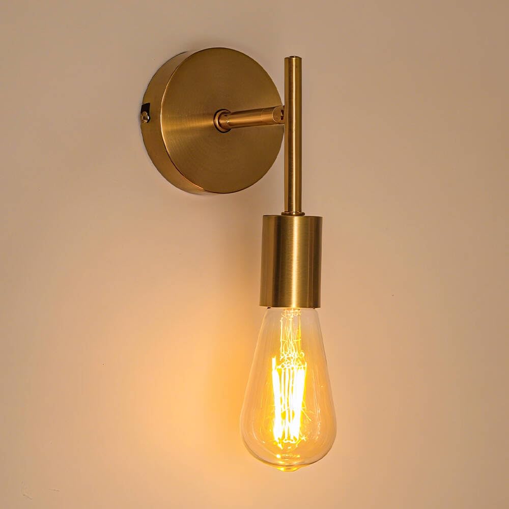 

Kyodo Lighting E26 Short Wall Light, Gold (GT-WL002Q), Porch Light, LED Compatible, Retro Wall Lamp, Showa Retro, Industrial, Japanese, Antique