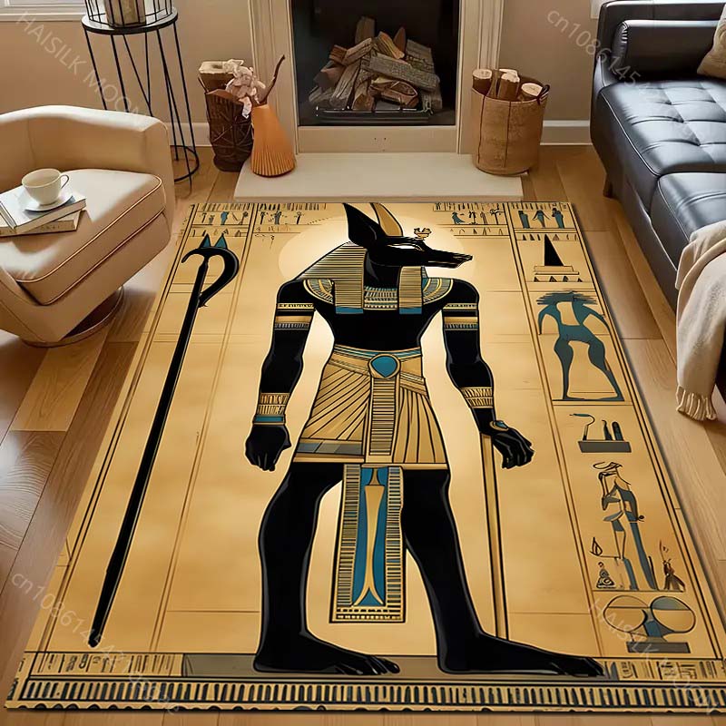 Ancient Egyptian Murals Print Carpet for Living Room Bedroom Sofa Doormat Decor Sofa Area Rug Non-slip Floor Mat for Gifts