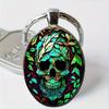 Round Glass Alloy Keychain Pendant Durable Metal Key Ring Accessory for Keys Bag Charm Decoration