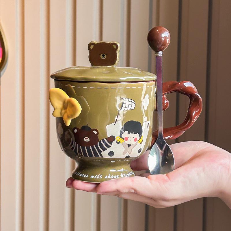 Uroczy Wytłaczany Kubek Motyl Dziewczęcy Kubek na Wodę Kubek Pudełko na Prezent Ceramiczny Kubek Prezent Urodzinowy Pudełko na Prezent Towarzyski