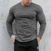 Men's Long Sleeve Crew Neck Fitness T-Shirt with European and American Digital Print, Breathable and Sporty