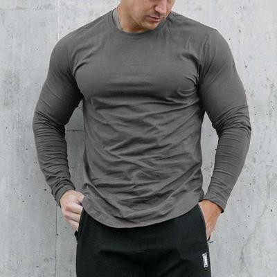 Men's Long Sleeve Crew Neck Fitness T-Shirt with European and American Digital Print, Breathable and Sporty