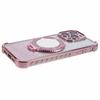 For iPhone 12 Pro Max Case Round Mirror Anti-drop TPU Glitter Phone Cover with Kickstand