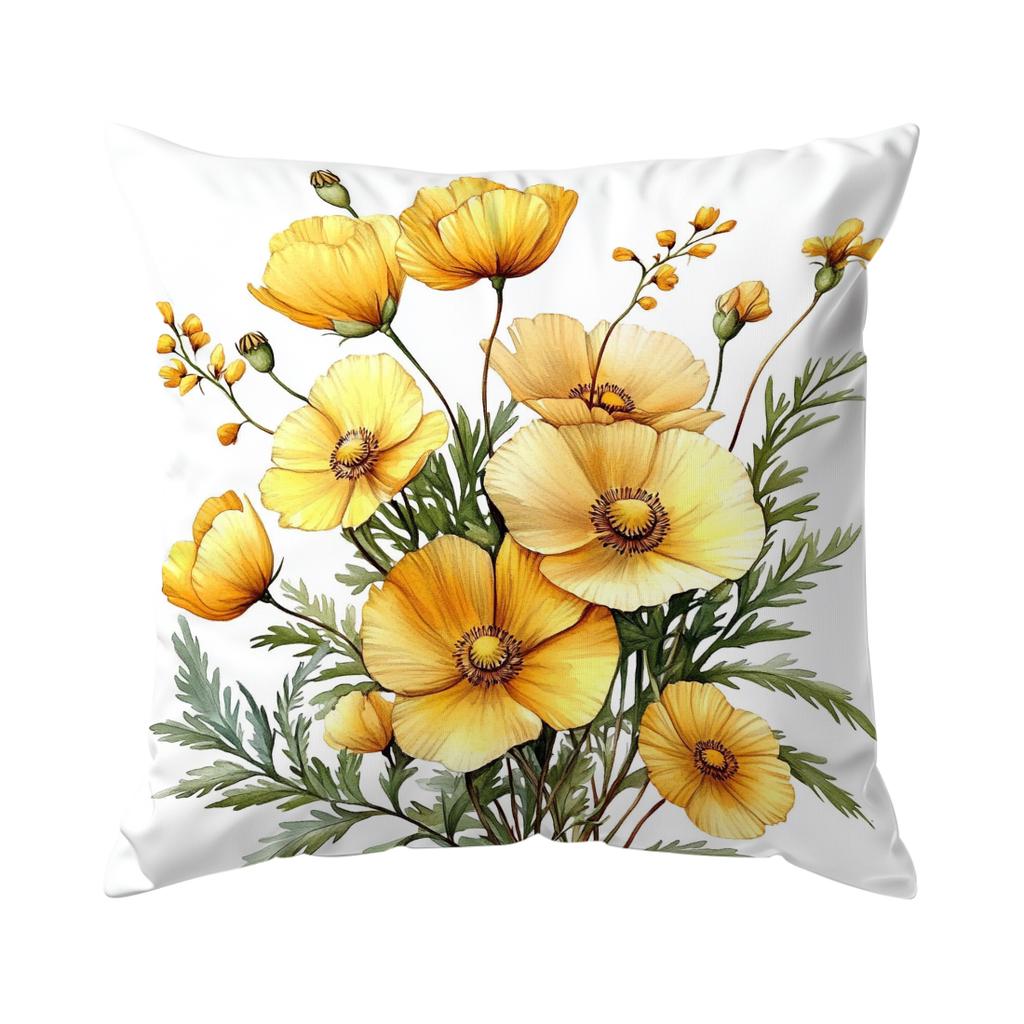 Yellow Floral Pattern Pillowcase Printed Polyester 40/45/50cm Throw Pillowcover Decorative Sofa Cushion Pillowslip Home Decor