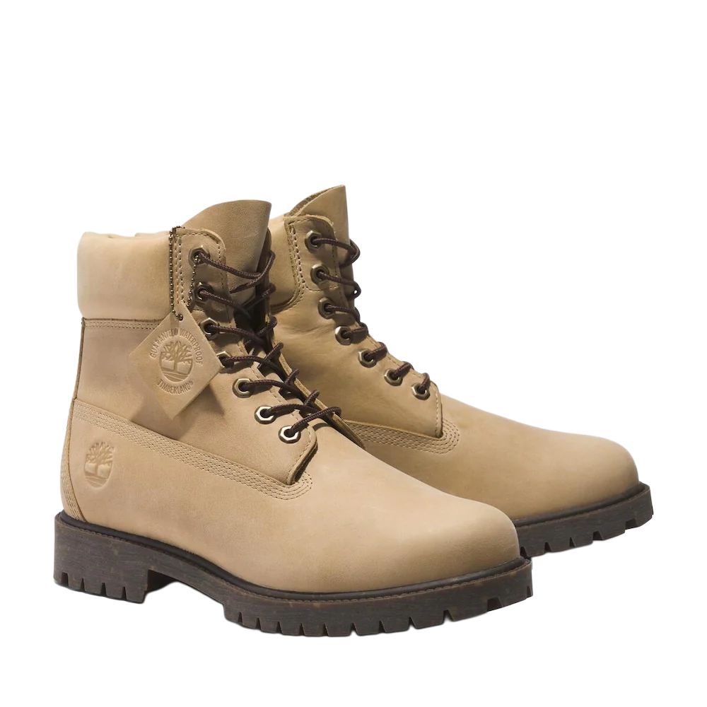 Timberland Heritage Series Leather Waterproof Shock Absorbing Versatile Comfortable Mid-Calf Outdoor Boots Men Boots Beige A41MWEN6