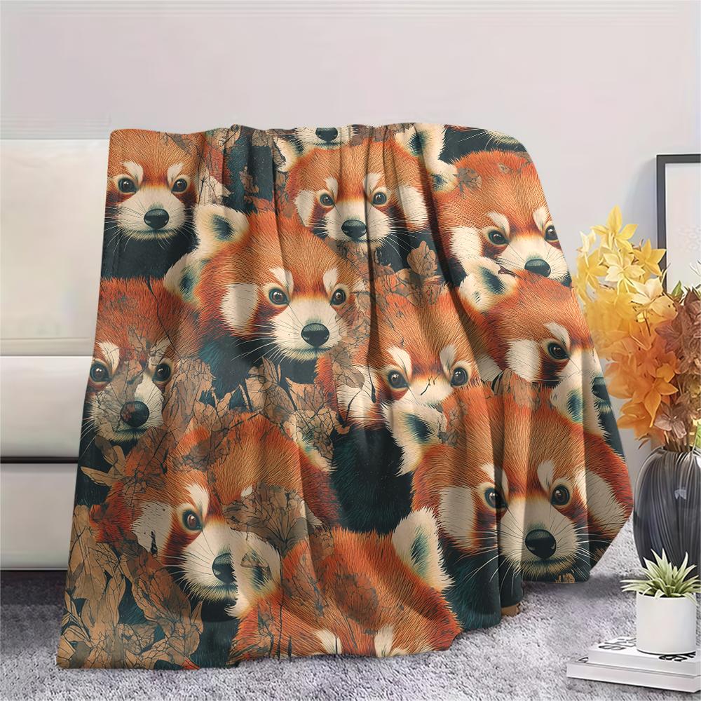 Rood Panda patroon Flanellen Deken, Hoge kwaliteit Comfortabel voor Alle Seizoenen, Woondecoratie, Warmte en Comfort, Perfect voor Cadeaus.