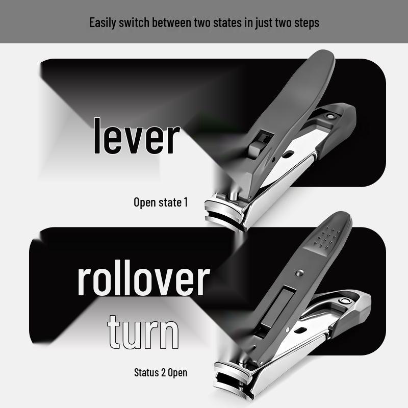 Stainless Steel Anti-Splash Nail Clippers with Large Opening and Debris Collection Compartment