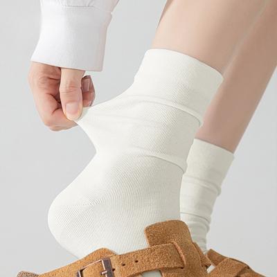 Female Autumn and Winter Pure Cotton Moon Son Boneless In The Tube Pile Socks
