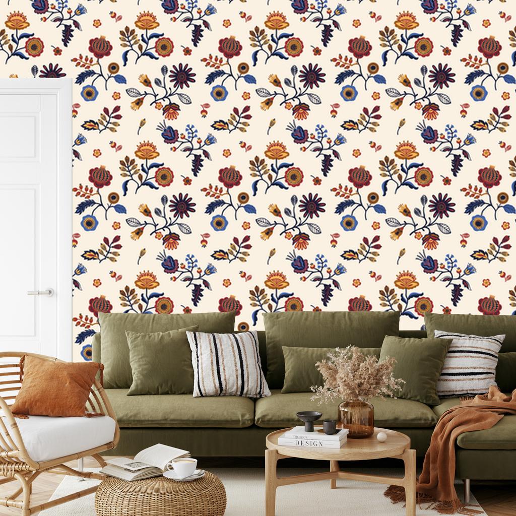 Wallpaper Flowers pattern for living room and bedroom 50x1000