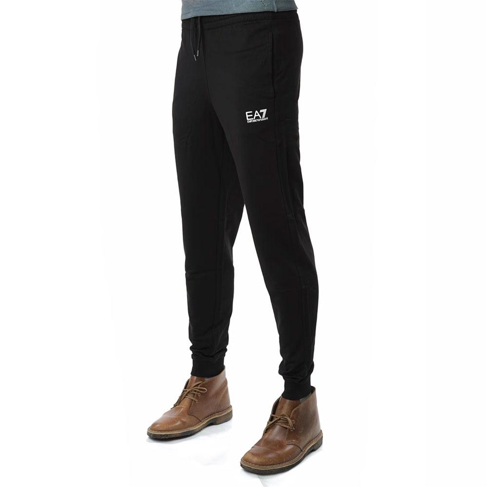 Emporio Armani EA7 FW24 Core Identity Series Solid Logo Print Cuffed Knit Joggers Men bottoms Black 8NPP66-PJVRZ-1200