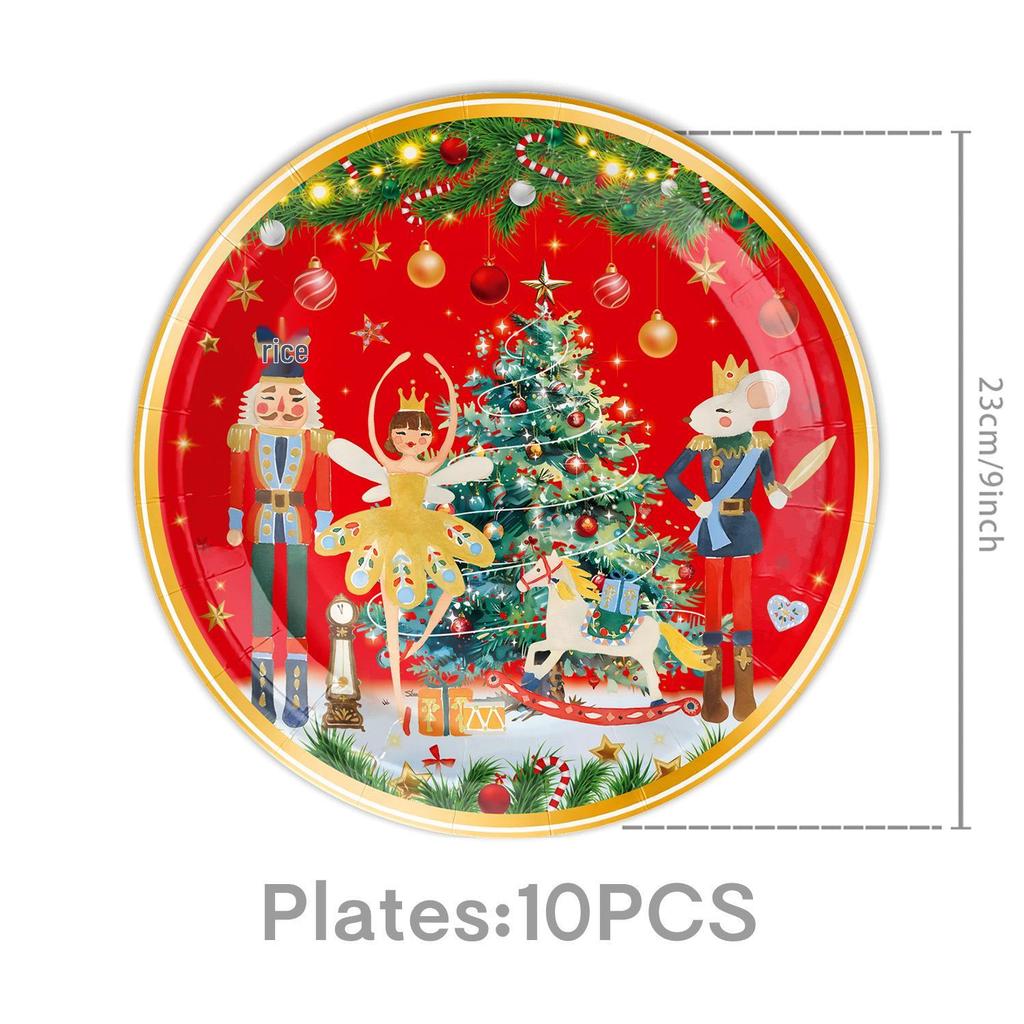Christmas Theme Children's Party Disposable Tableware Set: Cups, Napkins, Tablecloth, Flags