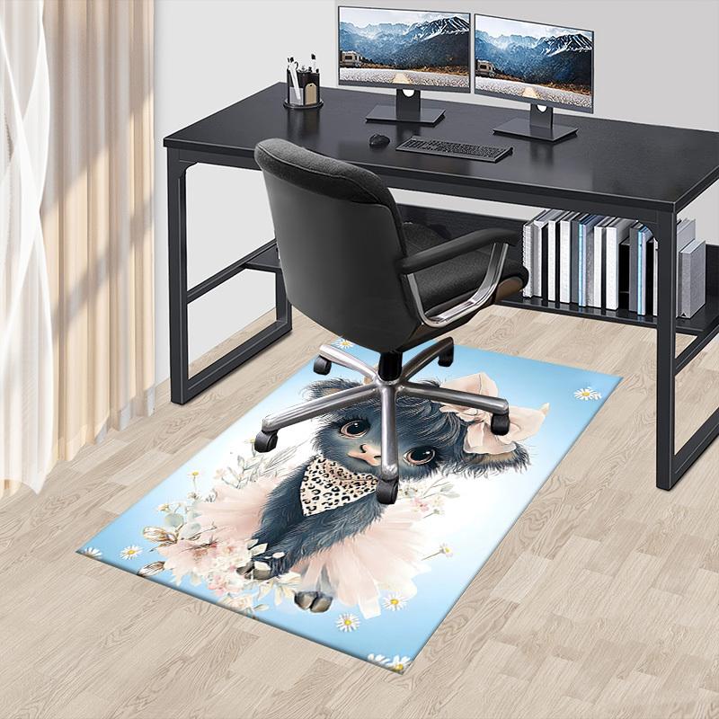 1PC Cow Flower Non-Slip Floor Carpet Compatible for Office&Living Room&Dining Room - Flat-Weave Machine- Soft & Pattern-E297