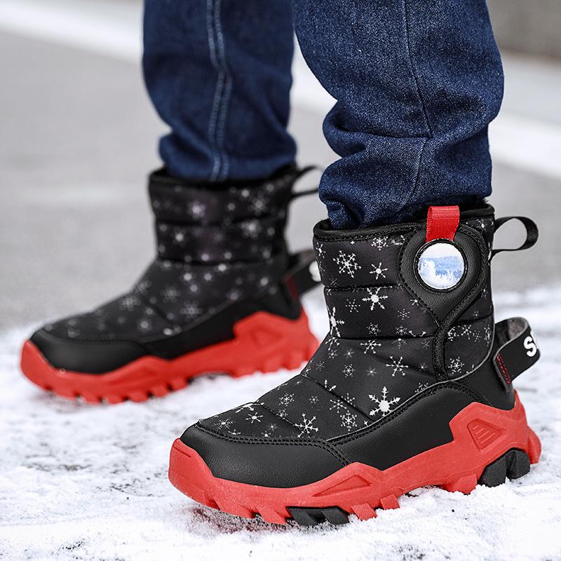 Children's Non-Slip Winter Snow Boots with Thickened Velvet, Steel Claws for Hiking