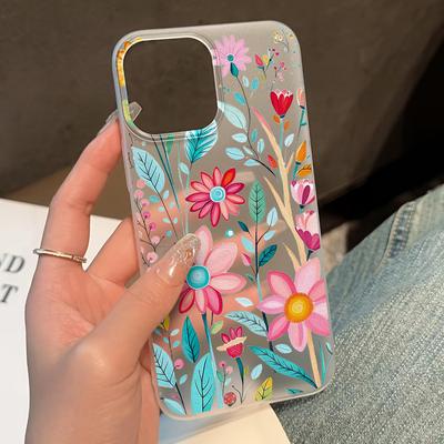 Capa de celular macia de TPU transparente com estampa de flor para iPhone 11 Funda iPhone 13 14 15 Pro Max Plus 12 Mini 13pro 15pro 14pro Capas foscas