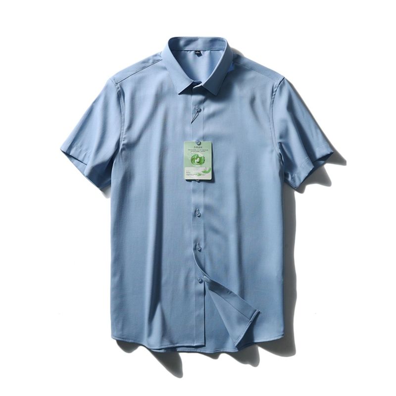 Mulberry Silk Short Sleeve Shirt Men's Summer Ice Silk 2024 New Coat Export Export Men's Clothing Business Casual Shirt