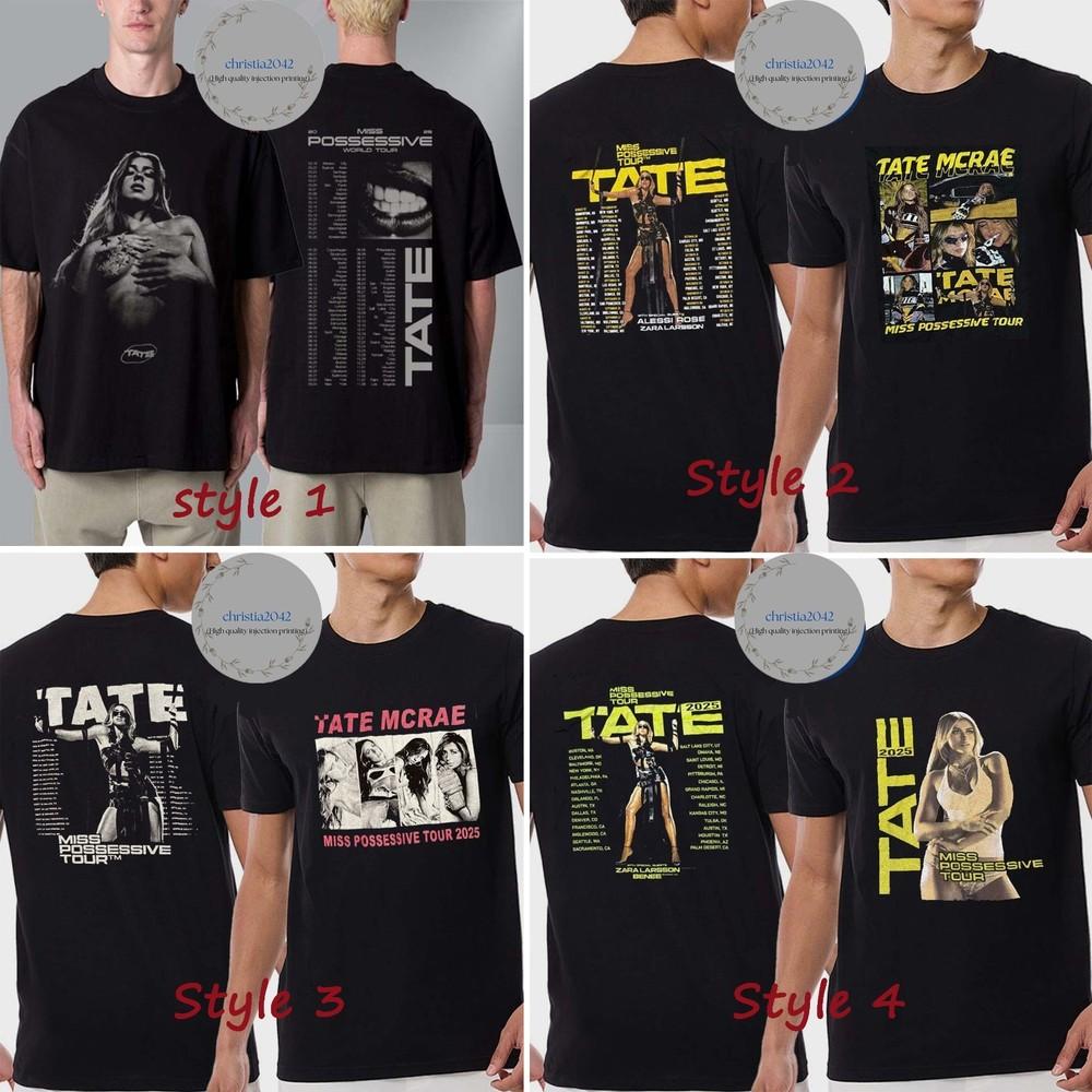 Tate McRae Miss Possessive 2025 Tour Dates Concert Merch Two Sided T-Shirt Unisex T-Shirt XXXXL