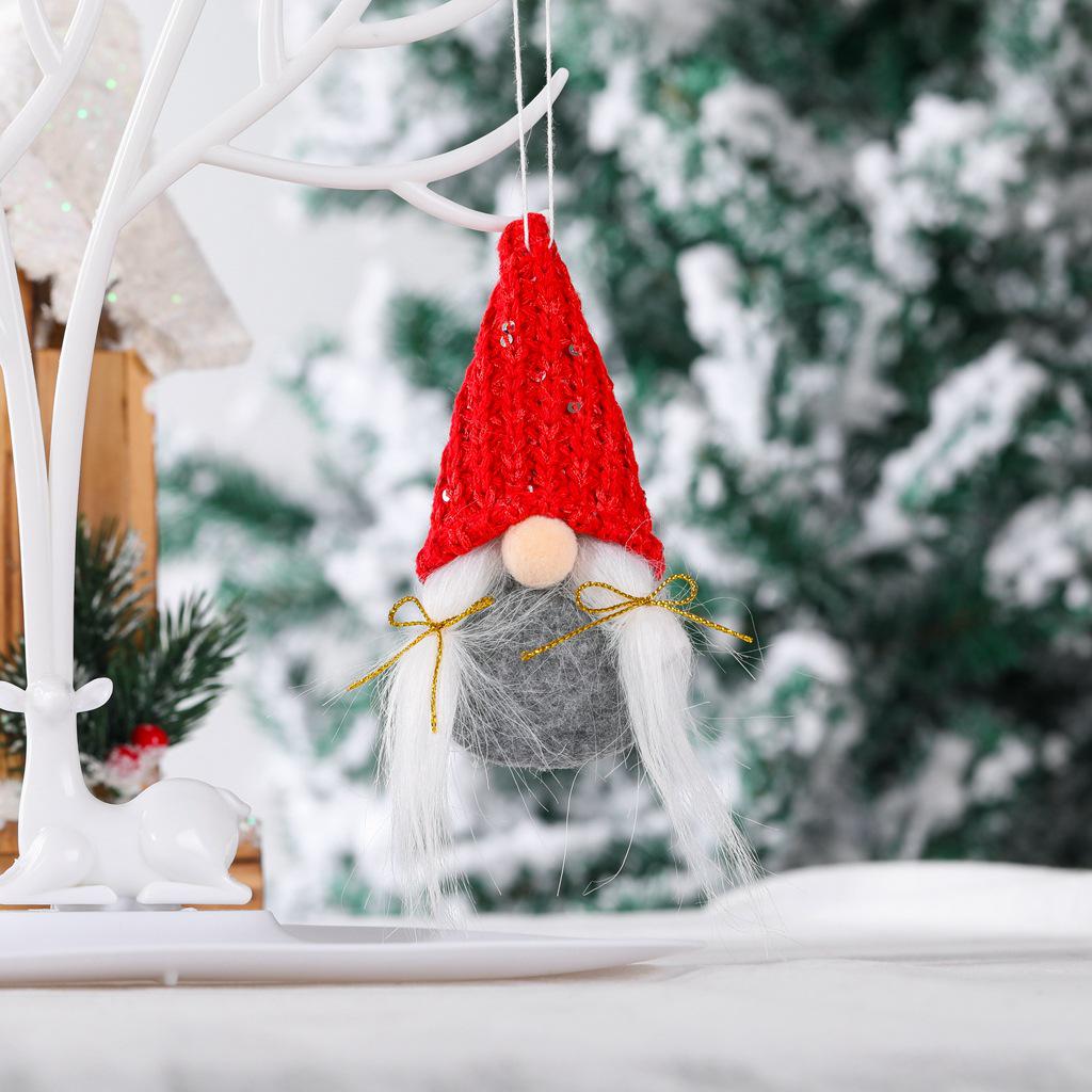 Knitted Sequin Santa Claus Doll Pendant - Festive Christmas Decoration