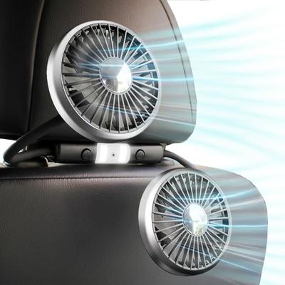 (New In Summer) Car Fan, Car Fan, USB Power Supply, Light Included, Double-Headed Headrest