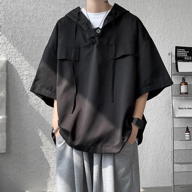 Sommer Herren Modisches Dünnes Einfarbiges Kurzarm-T-Shirt Mit Kapuze