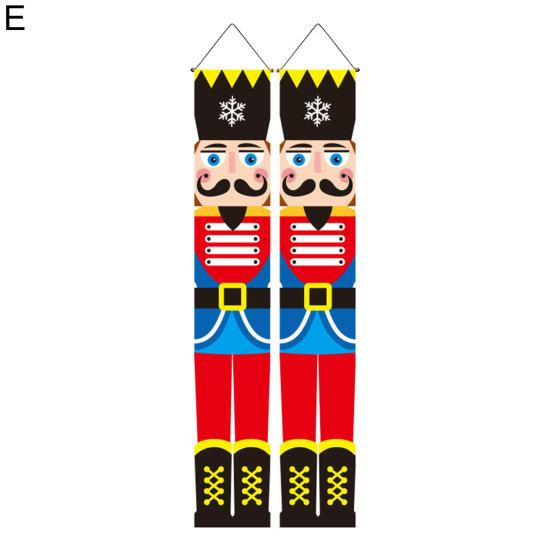 1 Paar Nussknacker Soldat Banner Weihnachten Veranda Schild Türhänger Frohe Weihnachten Banner für Weihnachts-Heimdekoration