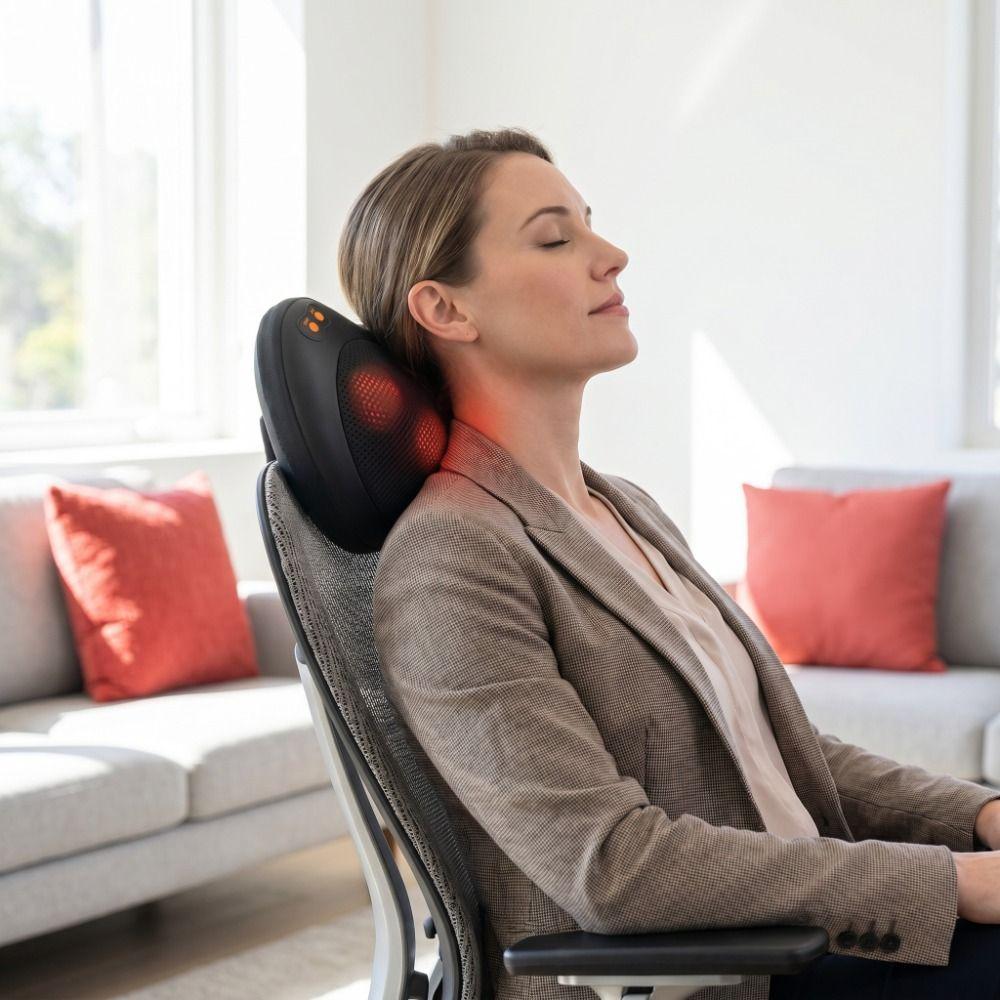 3D Simulation Back Massager With Heat Electric Massage Pillow Lumbar Massage