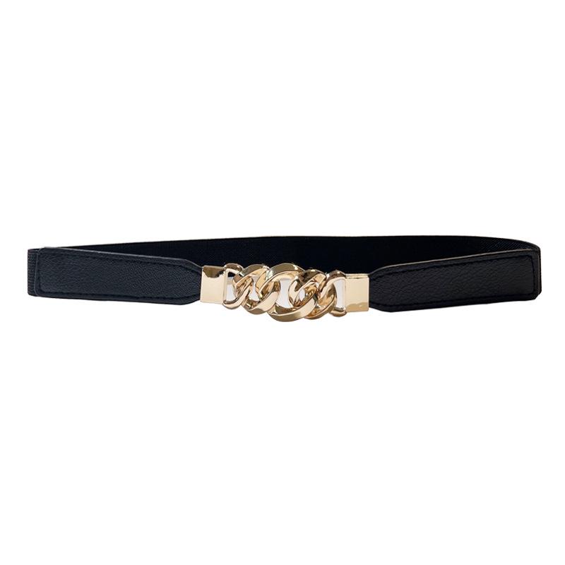 

Women s 2.5cm Double Buckle Chain Elastic Waist Belt for Dresses верблюд