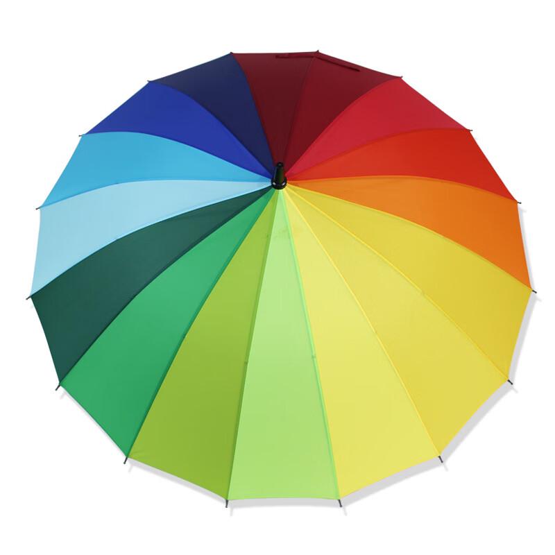 Nanqiao Creative 16-Rib Semi-Automatic Rainbow Straight Umbrella
