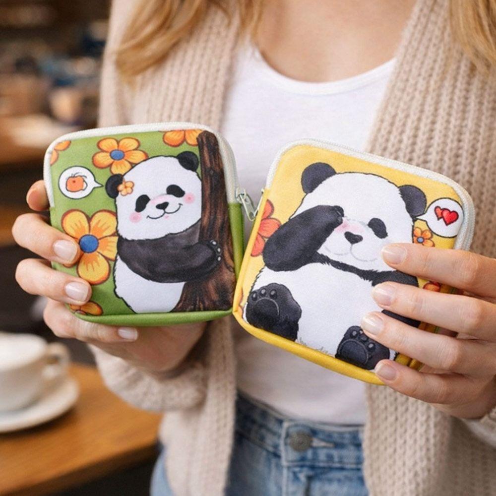 Cute Panda Sanitary Pads Bag Large Capacity Makeup Bags New Menstrual Cup Pouches Daily Carry