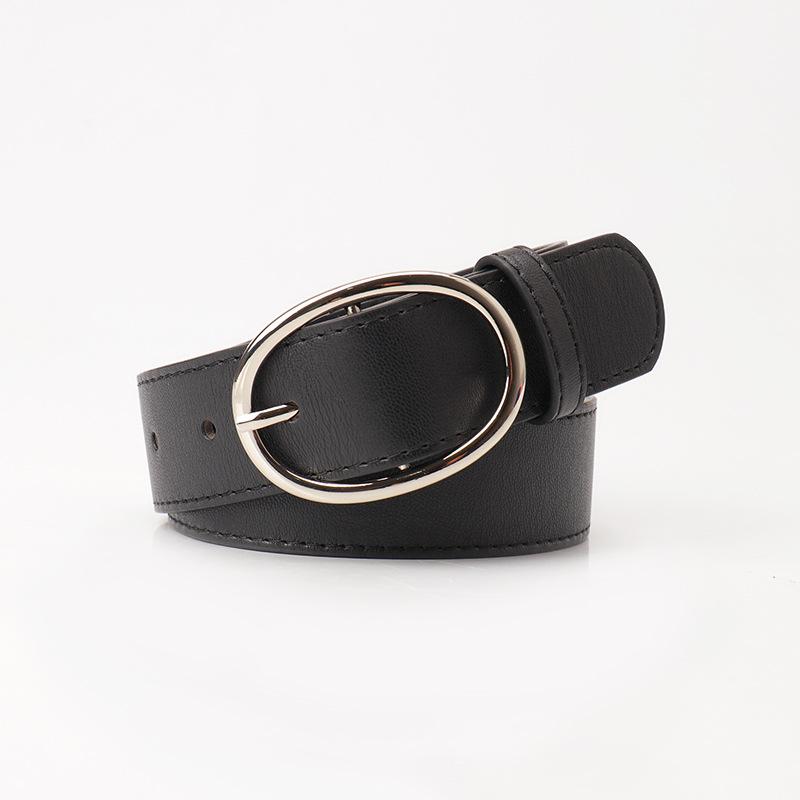 New Fashion Versatile Oval Pin Buckle Women's Belt Simple Style High-end Wide Belt Women's Decorative Jeans Belt