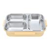 Divided Lunch Box 304 Stainless Steel Leakproof Heatable 3 Compartments Rectangular Food Container 1.2L Capacity